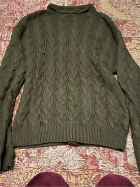 J.Crew Roll Neck Olive Cable Knit Women's Sweater size medium NWOT